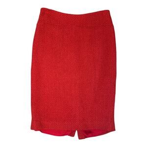 Anthropologie‎ Moulinette Soeurs Red Boucle Pencil Skirt Size 4 Knee Length EUC